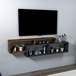 Tumba pentru TV Mirage Meble Atlantis 160x42x22 (Light Walnut/Anthracite) Thumb