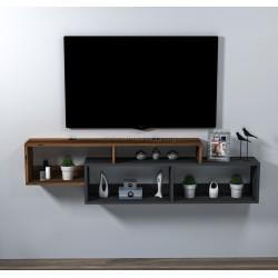Tumba pentru TV Mirage Meble Atlantis 160x42x22 (Light Walnut/Anthracite)