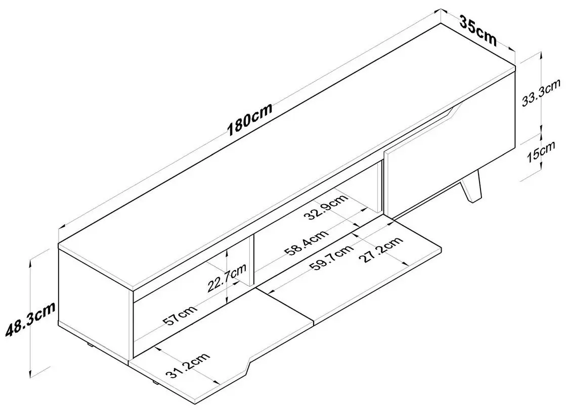 Tumba pentru TV Mirage Meble D1/M (White/Dark Walnut)