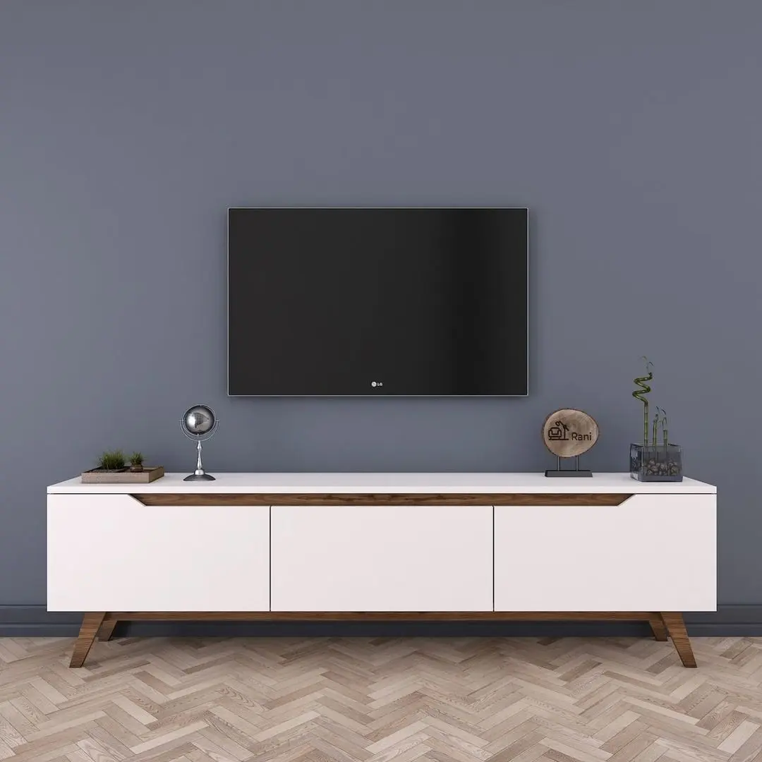 Tumba pentru TV Mirage Meble D1/M (White/Dark Walnut)