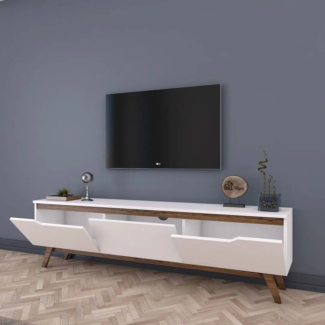 Tumba pentru TV Mirage Meble D1/M (White/Dark Walnut)