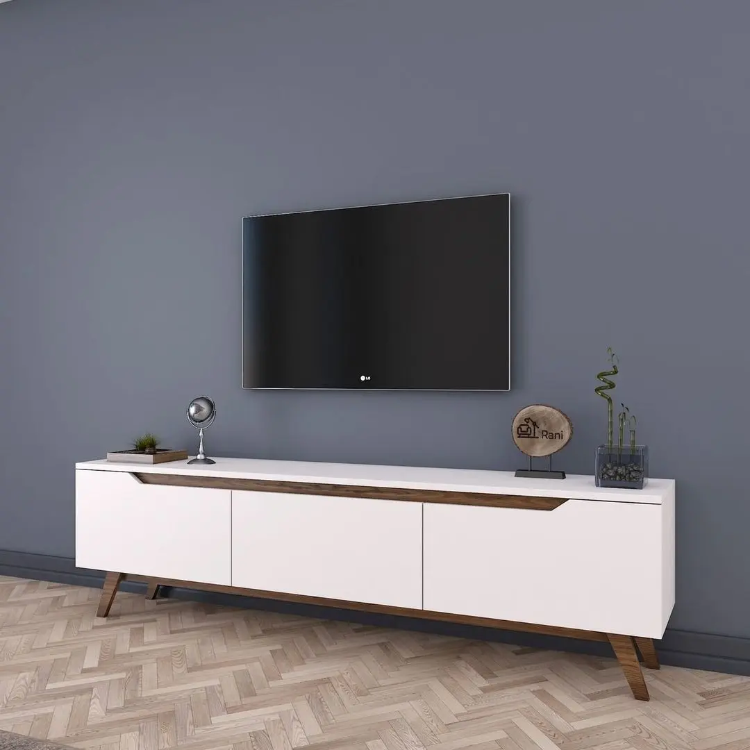 Tumba pentru TV Mirage Meble D1/M (White/Dark Walnut)