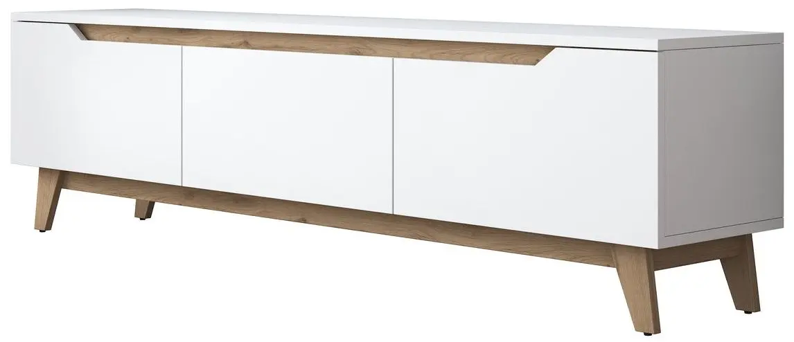 Tumba pentru TV Mirage Meble D1 (White/Light Walnut)