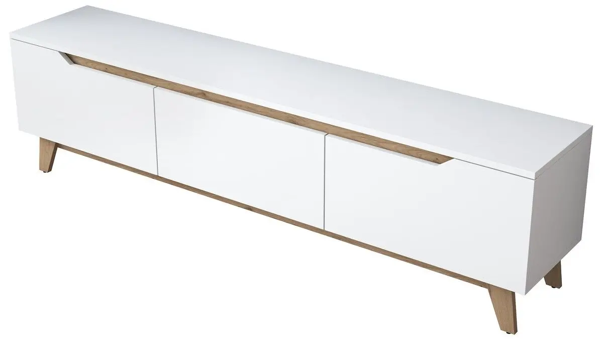 Tumba pentru TV Mirage Meble D1 (White/Light Walnut)