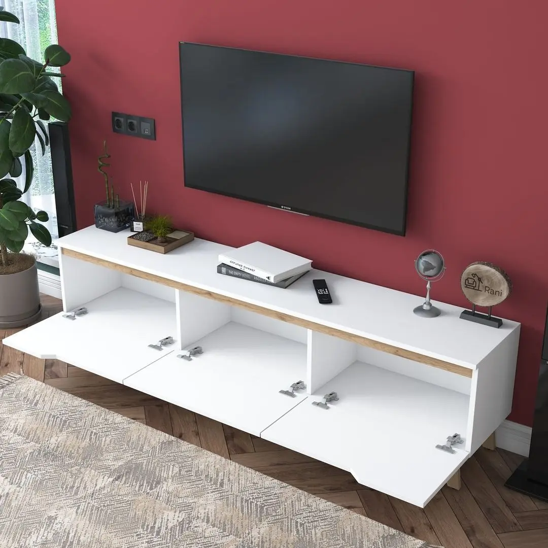 Tumba pentru TV Mirage Meble D1 (White/Light Walnut)