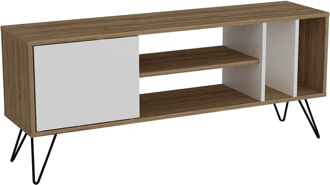 Tumba pentru TV Mirage Meble Mistico 140 (White/Walnut/Black)