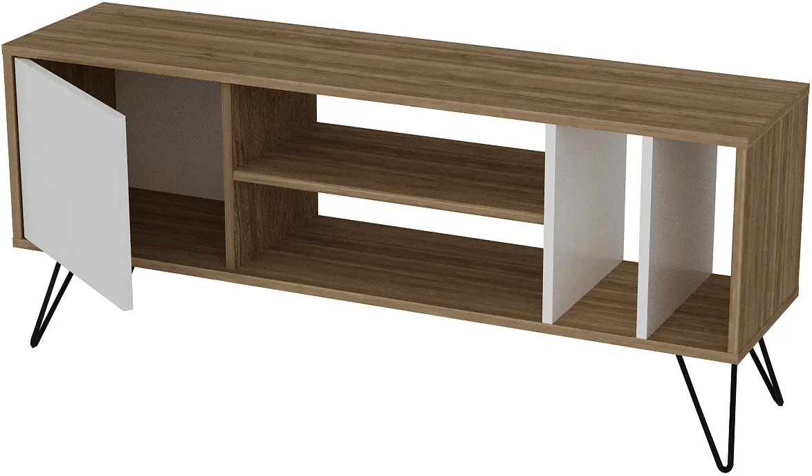 Tumba pentru TV Mirage Meble Mistico 140 (White/Walnut/Black)