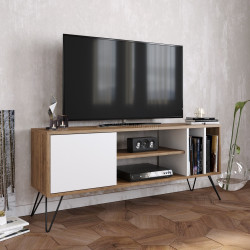 Tumba pentru TV Mirage Meble Mistico 140 (White/Walnut/Black)
