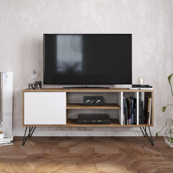Tumba pentru TV Mirage Meble Mistico 140 (White/Walnut/Black) Thumb