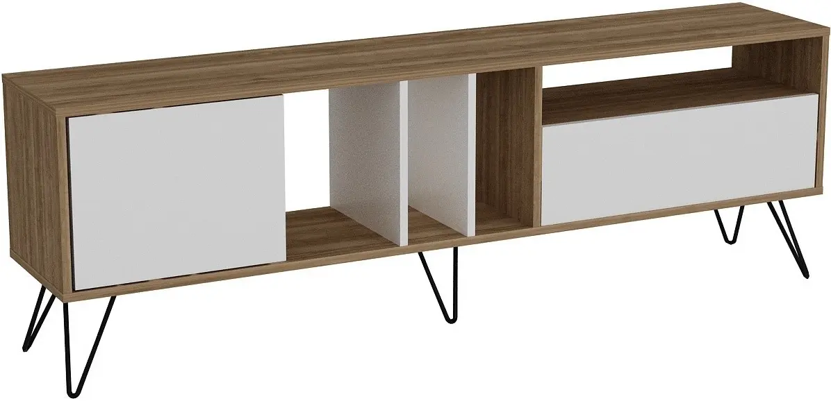 Tumba pentru TV Mirage Meble Mistico 180 (White/Walnut/Black)