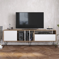 Tumba pentru TV Mirage Meble Mistico 180 (White/Walnut/Black) Thumb