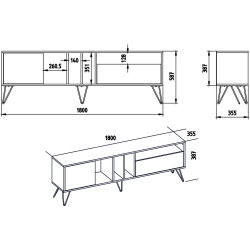 Tumba pentru TV Mirage Meble Mistico 180 (White/Walnut/Black) Thumb