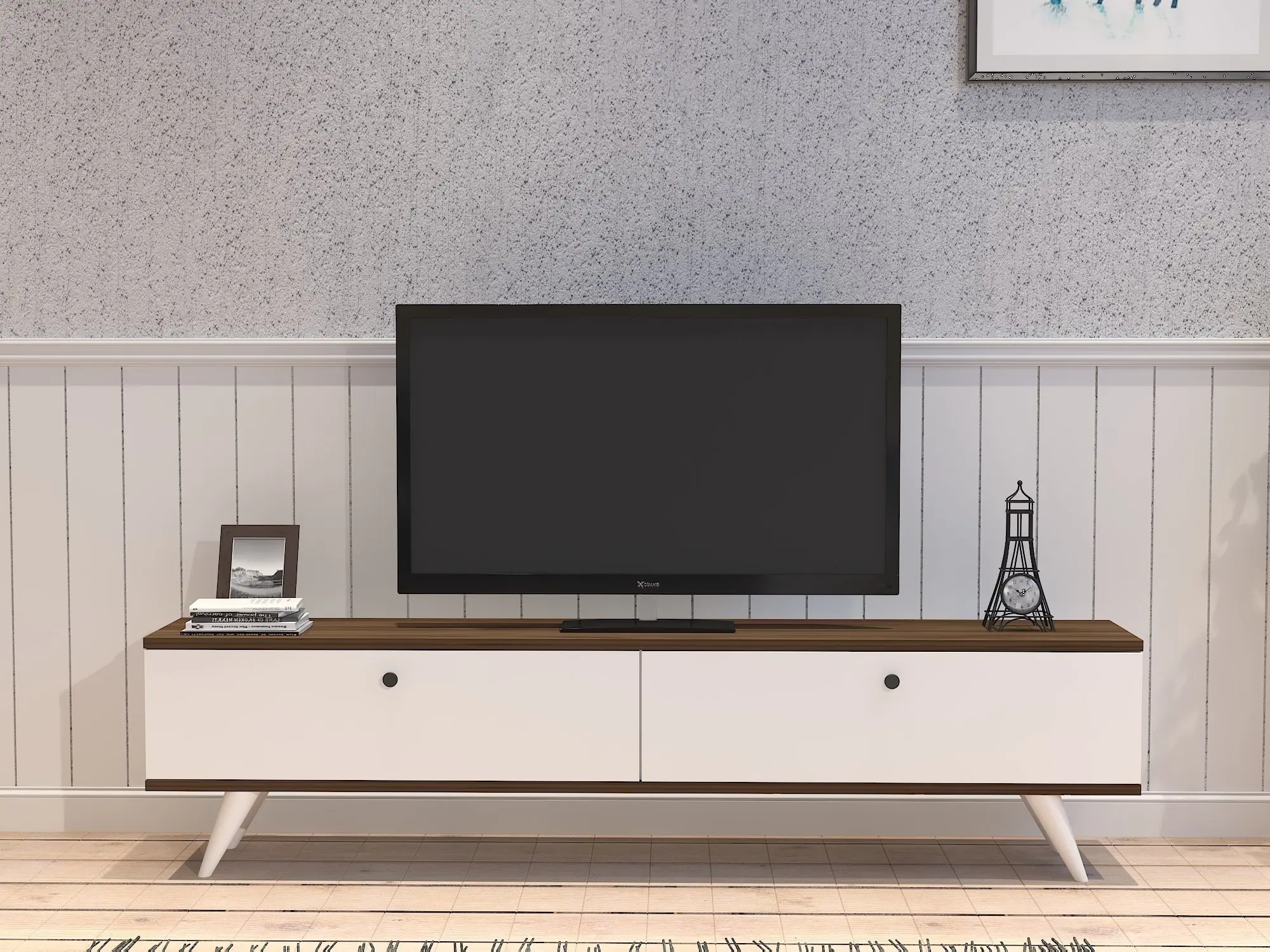 Tumba pentru TV Mirage Meble Paris (White/Walnut)