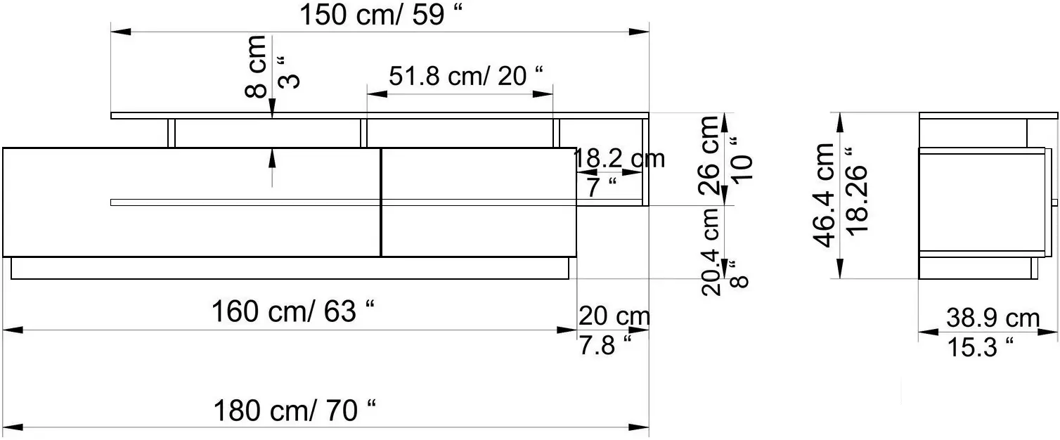 Tumba pentru TV Mirage Meble Pia (Walnut/White)