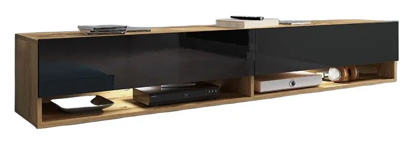 Тумба РТВ Mirjan24 Adenik/Cabinet A 180 (Black Gloss/Wotan Oak)