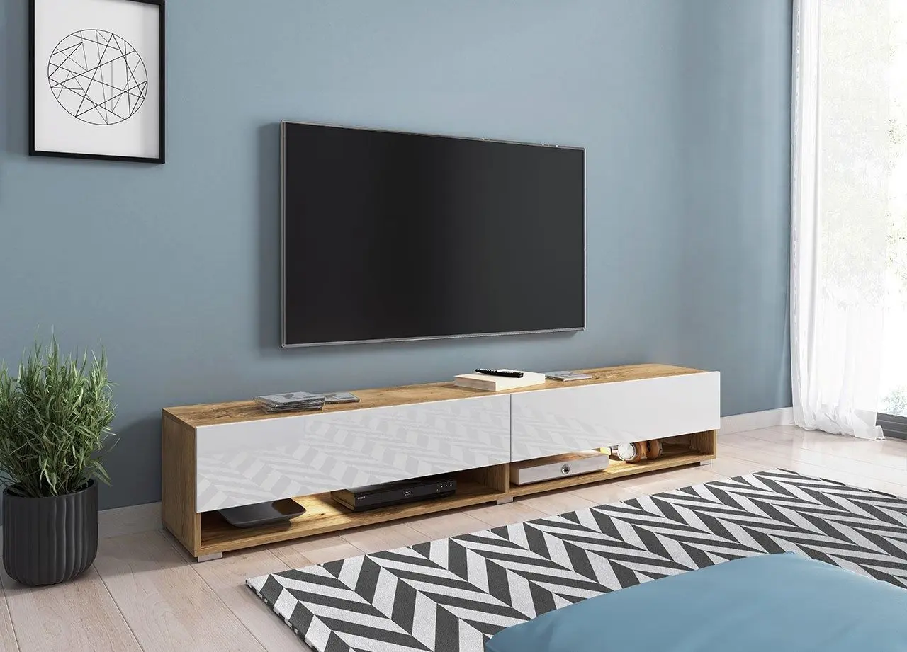 Tumba pentru TV Mirjan24 Adenik/Cabinet A 180 (White Gloss/Wotan Oak) - 6