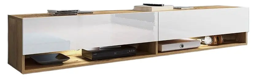 Tumba pentru TV Mirjan24 Adenik/Cabinet A 180 (White Gloss/Wotan Oak)