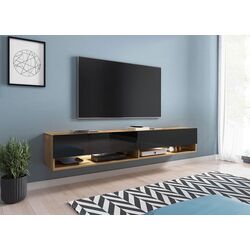 Tumba pentru TV Mirjan24 Adenik/Cabinet A cu iluminare LED 180 (Black Gloss/Wotan Oak) Thumb