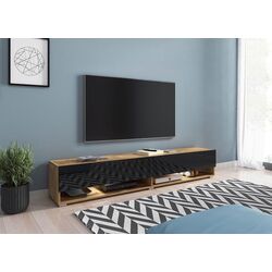 Tumba pentru TV Mirjan24 Adenik/Cabinet A cu iluminare LED 180 (Black Gloss/Wotan Oak) Thumb