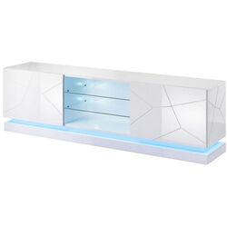 Tumba pentru TV Mirjan24 Agnes/Qiu 200 LED (White/White Gloss)