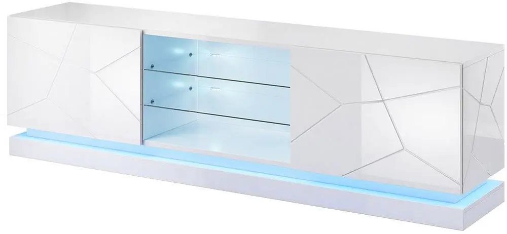 Tumba pentru TV Mirjan24 Agnes/Qiu 200 LED (White/White Gloss)