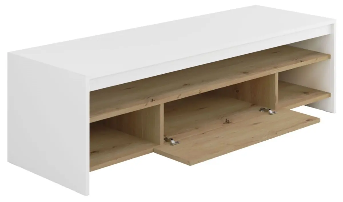 Тумба РТВ Mirjan24 Alagato/Tijon (White/Artisan Oak) - 3