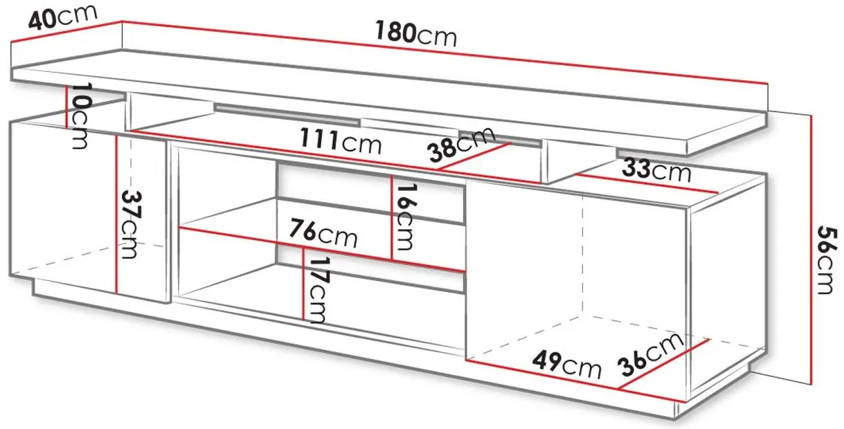 Tumba pentru TV Mirjan24 Aniceto/Eva (Black Gloss/Black) - 3