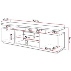 Тумба РТВ Mirjan24 Aniceto/Eva c LED подсветкой (Black/Black Gloss) Thumb