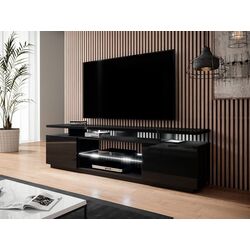 Tumba pentru TV Mirjan24 Aniceto/Eva cu iluminare LED (Black/Black Gloss)