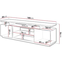 Тумба РТВ Mirjan24 Aniceto/Eva c LED подсветкой (Graphite/Graphite Gloss) Thumb