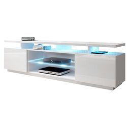 Tumba pentru TV Mirjan24 Aniceto/Eva LED (White/White Gloss)
