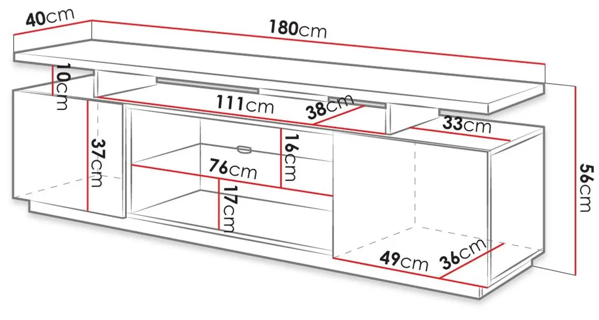 Tumba pentru TV Mirjan24 Aniceto/Eva LED (White/White Gloss) - 3