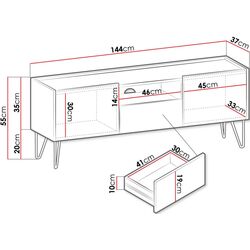 Тумба РТВ Mirjan24 Animere ARTV144/Narine 144 (Black Graphite/Black Royal Marble) Thumb