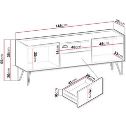Tumba pentru TV Mirjan24 Animere ARTV144/Narine 144 (White/White Marble) Thumb