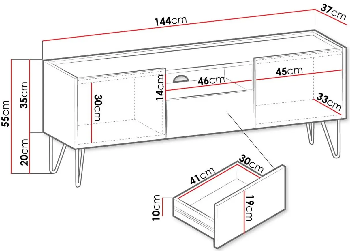 Tumba pentru TV Mirjan24 Animere ARTV144/Narine 144 (White/White Marble) - 5