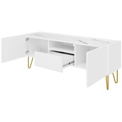 Tumba pentru TV Mirjan24 Animere ARTV144/Narine 144 (White/White Marble) Thumb