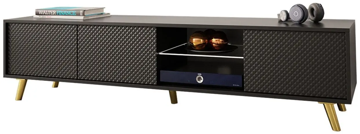 Тумба РТВ Mirjan24 Asporiz 01/Apollo c LED подсветкой (Black) - 5