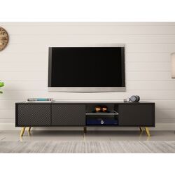 Тумба РТВ Mirjan24 Asporiz 01/Apollo c LED подсветкой (Black) Thumb