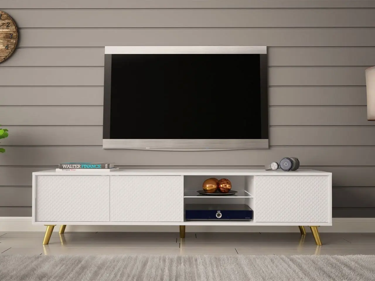 Тумба РТВ Mirjan24 Asporiz 01/Apollo c LED подсветкой (White) - 5