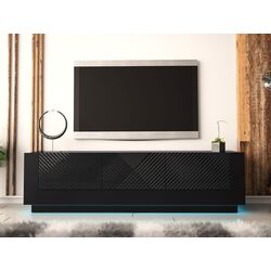 Tumba pentru TV Mirjan24 Atmarien/Passion 01 180 cu iluminare LED (Black/Black Gloss) Thumb