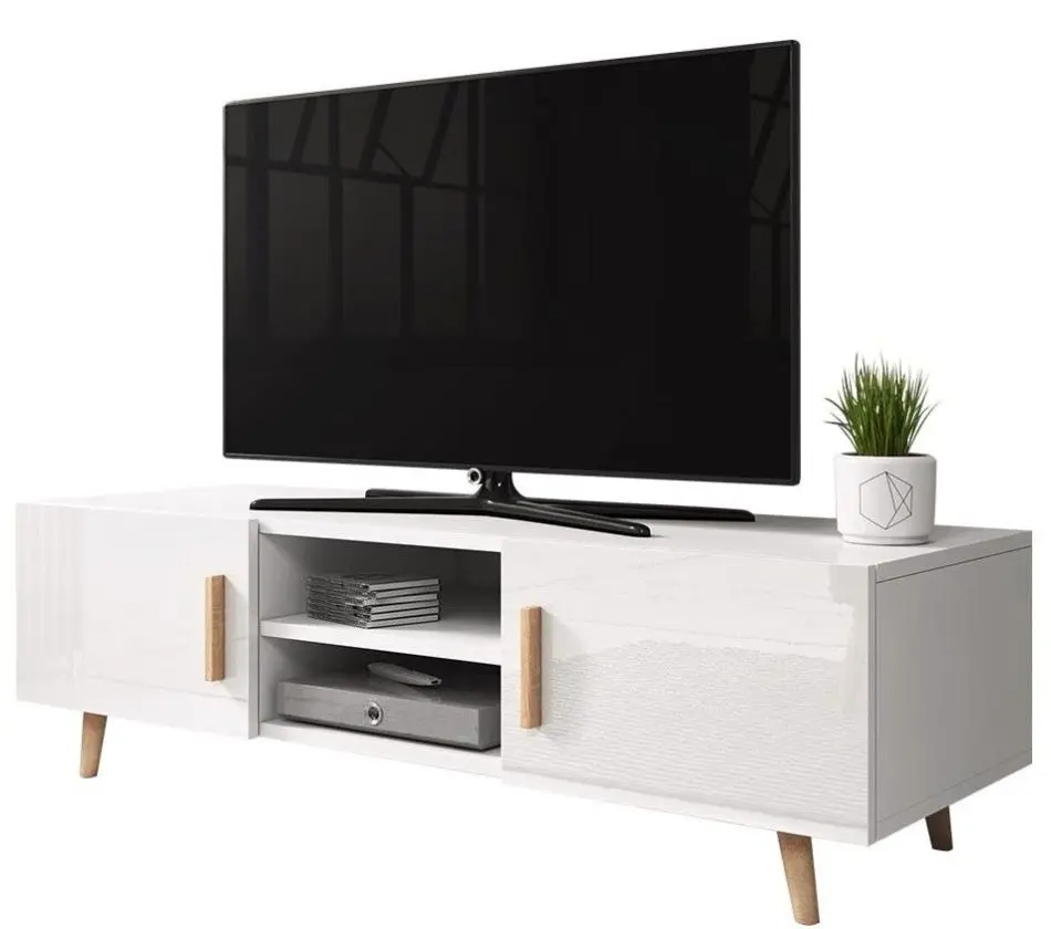 Тумба РТВ Mirjan24 Baca 2/Sweden (White/White Gloss)