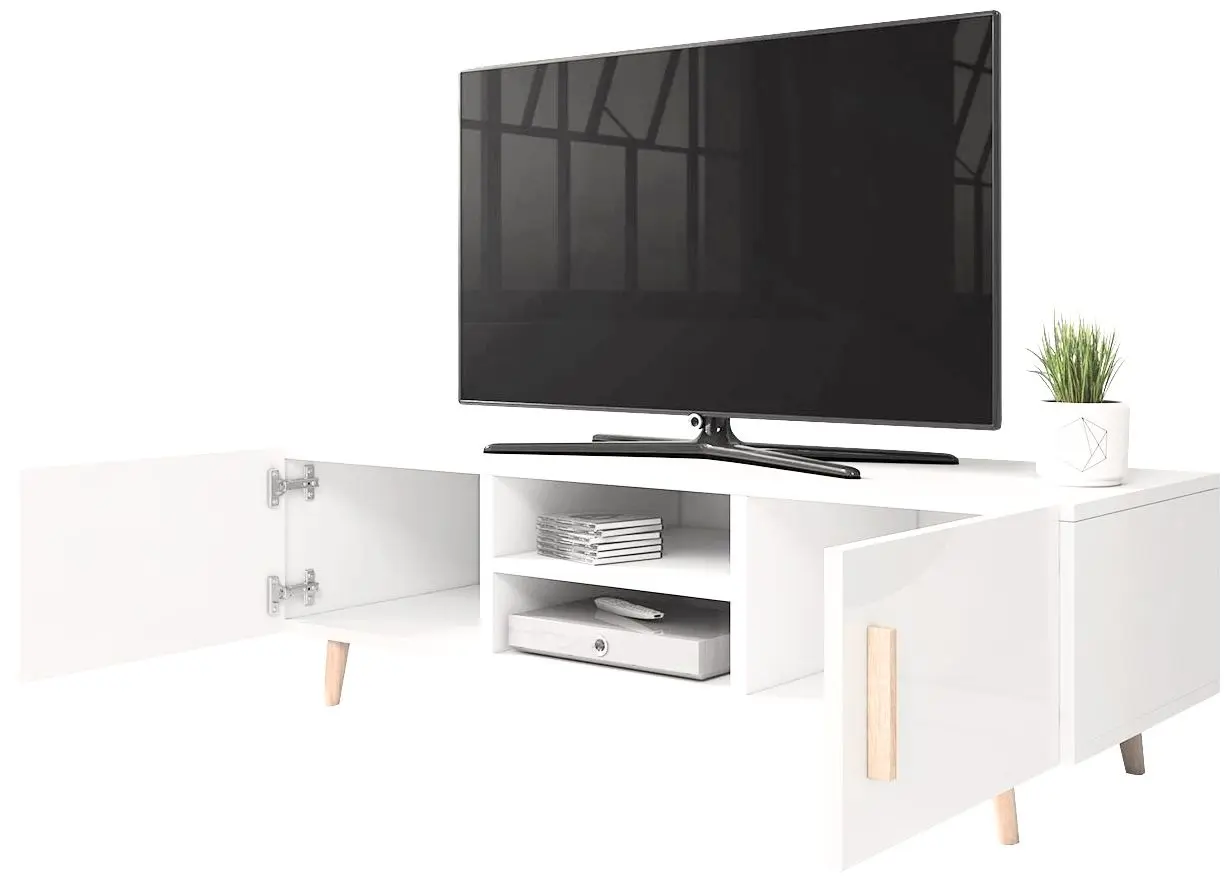 Tumba pentru TV Mirjan24 Baca/Sweden (White/White Gloss) - 2