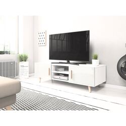 Tumba pentru TV Mirjan24 Baca/Sweden (White/White Gloss) Thumb