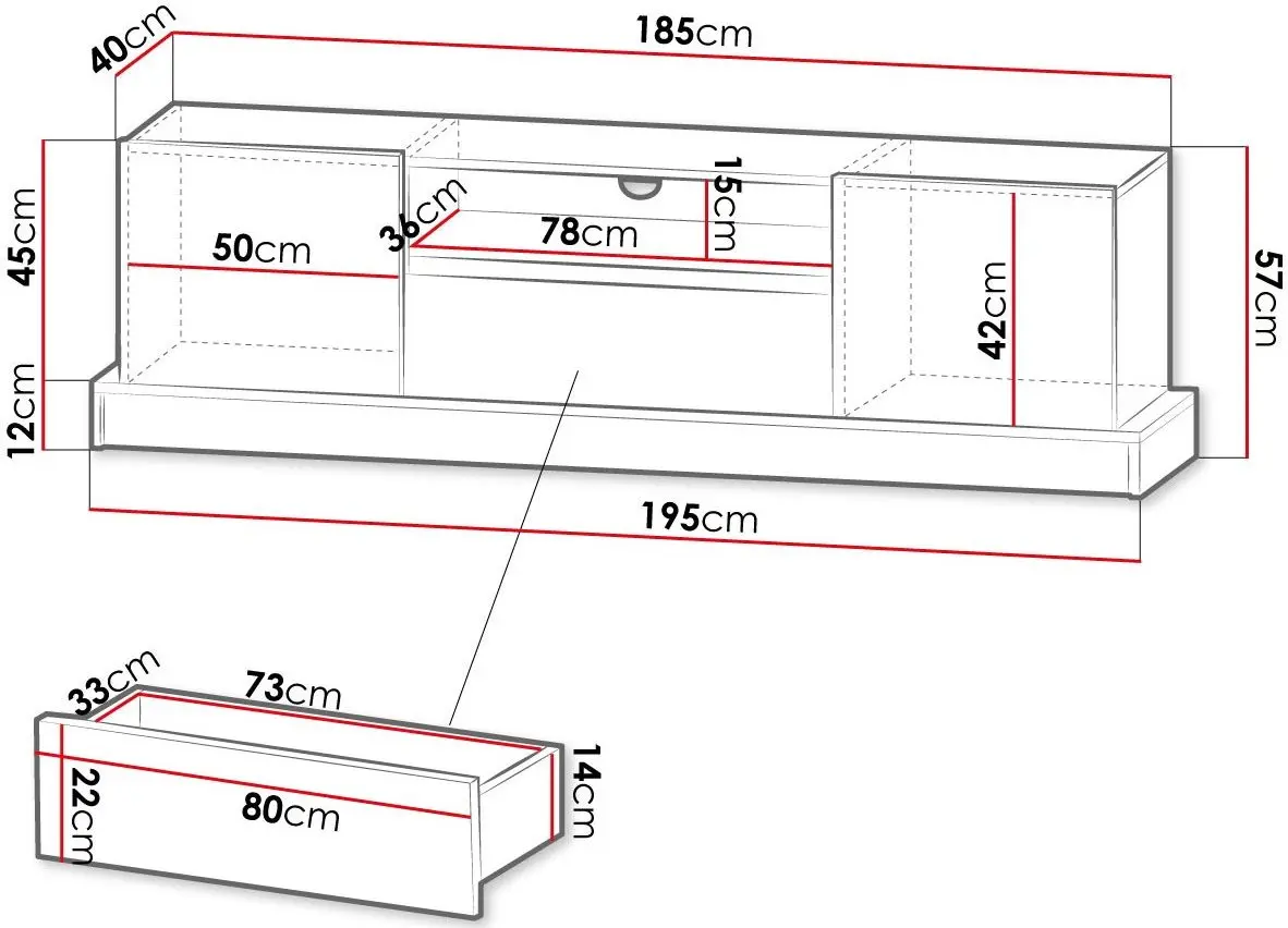 Тумба РТВ Mirjan24 Bariput 03/Mercado (Black Gloss/Black/Gold) - 2