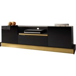 Тумба РТВ Mirjan24 Bariput 03/Mercado (Black Gloss/Black/Gold)