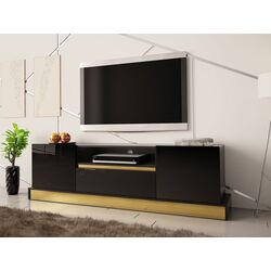 Тумба РТВ Mirjan24 Bariput 03/Mercado (Black Gloss/Black/Gold) Thumb