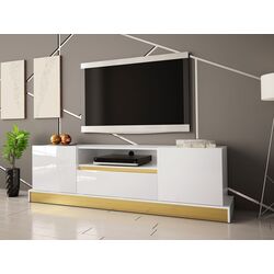 Тумба РТВ Mirjan24 Bariput 03/Mercado (White Gloss/White/Gold) Thumb