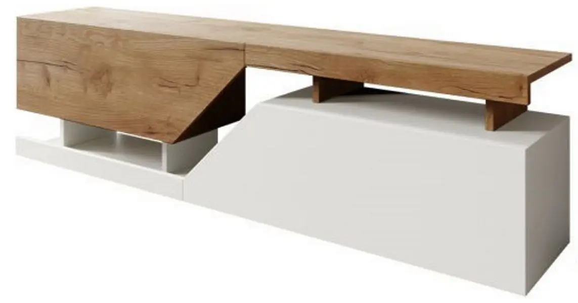 Тумба РТВ Mirjan24 Bekas/Ceelias (White/Wotan Oak)