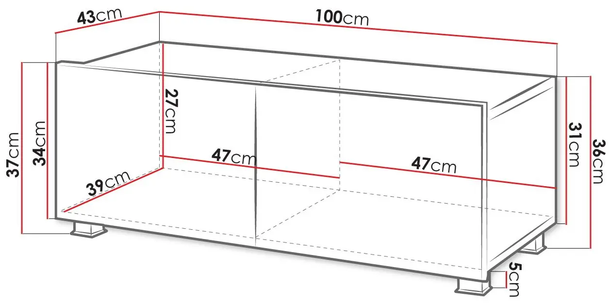 Тумба РТВ Mirjan24 Bralani/Calabrini C3 100 (Black/Black Gloss) - 3