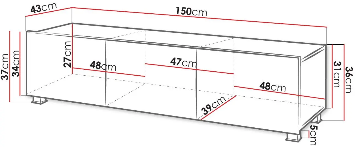 Тумба РТВ Mirjan24 Bralani/Calabrini C4 150 (White/White Gloss) - 2